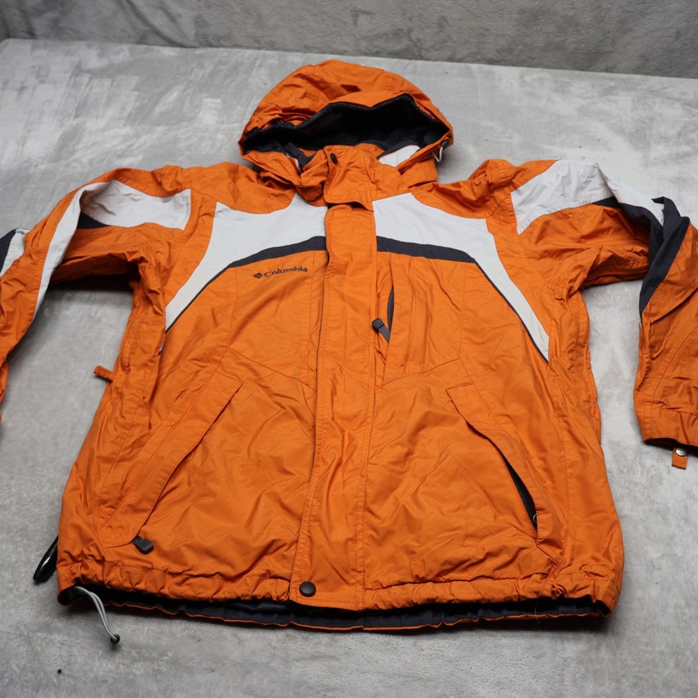 Columbia Jacket Mens Medium Orange Waterproof Pit Zip Ski Snow Rain 3in1 Shell